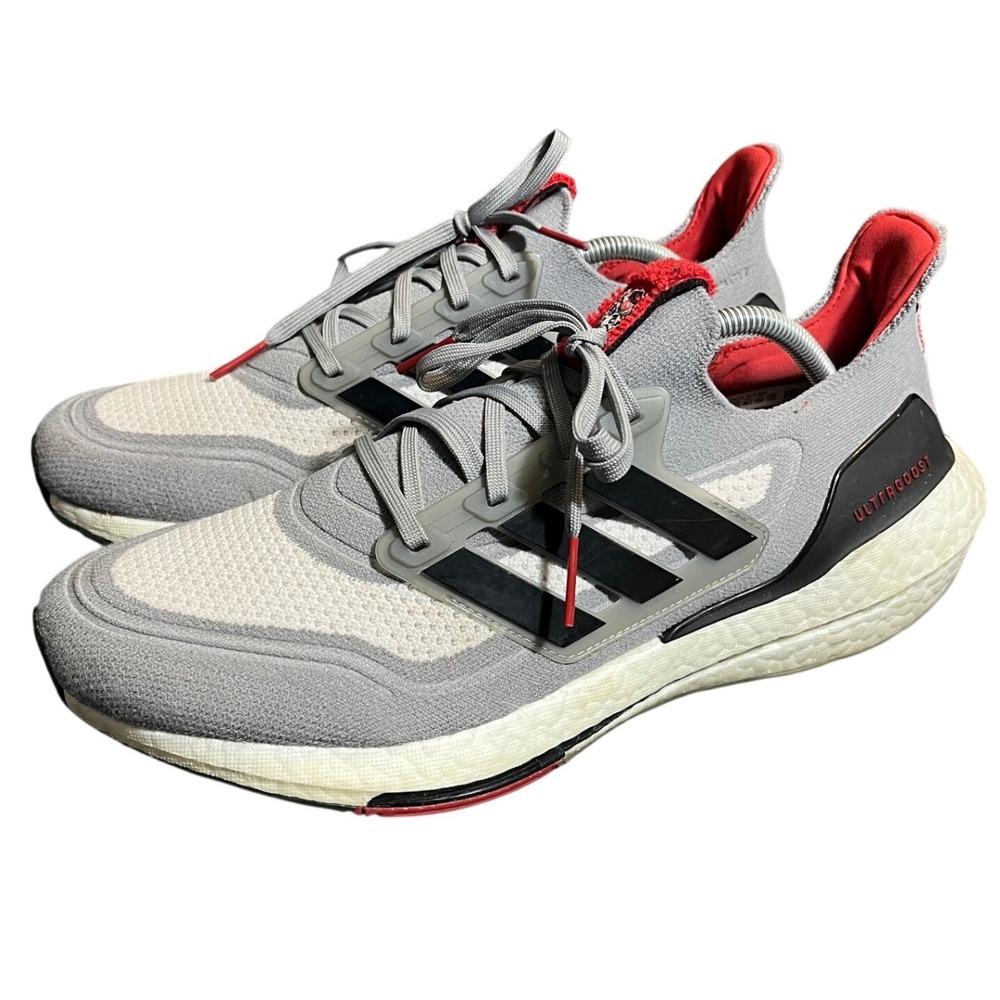 Adidas Ultraboost 21 Mens 12 Grey Red NC State Wolfpack Running Shoes GY0428